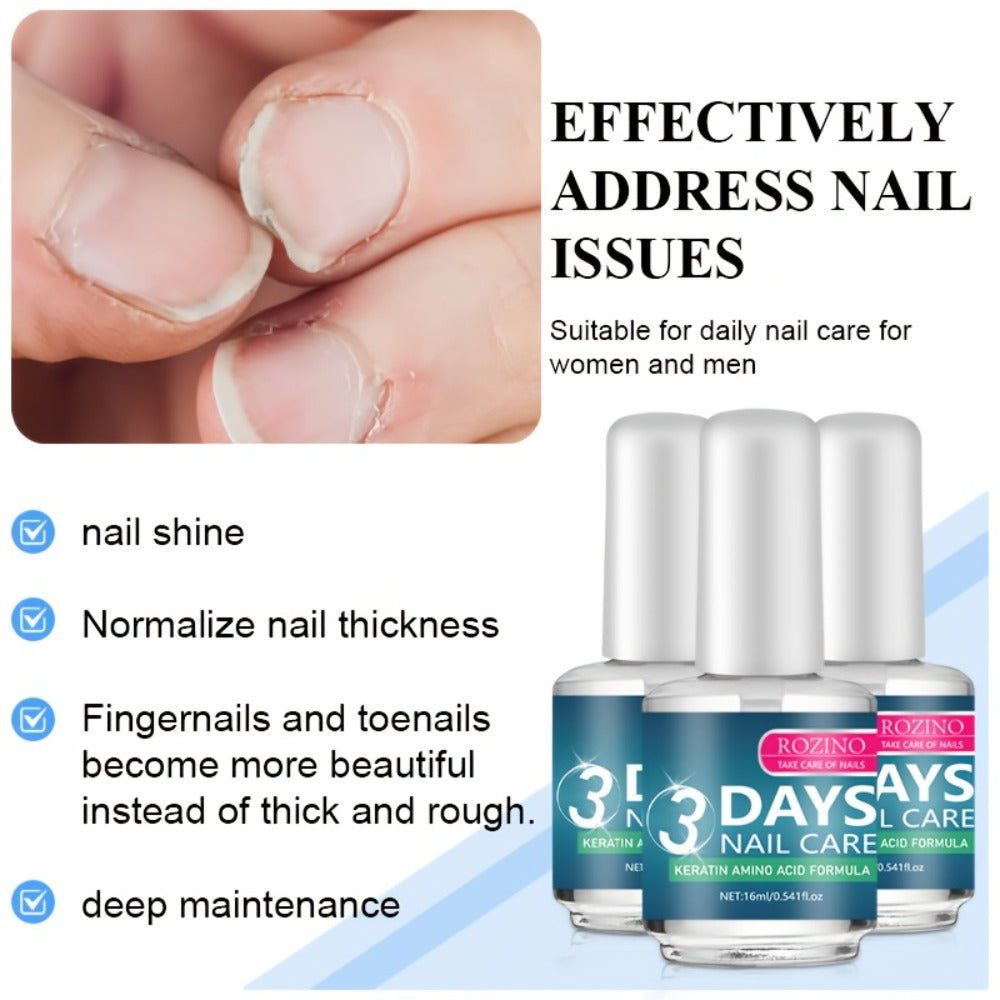 Keratin Nail Strengthening Oil 3-Pack – 3-Day Visible Results Quick-Drying Moisturizing Nail Care Oil, Prevents Peeling Breakage