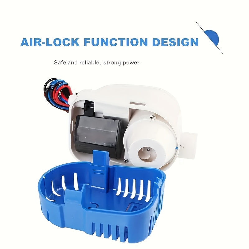 Automatic 12V 1100GPH-Label Bilge Pump with Integrated Float Switch, Side Outlet and Strainer Base