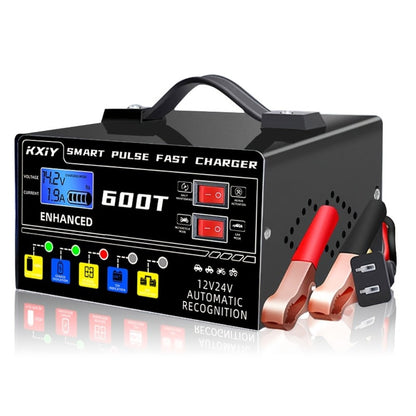 Smart Battery Charger 12V/24V with Pulse Repair & LCD Screen – Trickle Charger & Maintainer for Car, Truck, Motorcycle, Boat, Lawn Mower