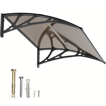 Polycarbonate Window Awning Door Canopy - UV Rain Snow Sun Protection Overhang for Doorways, Patio & Windows