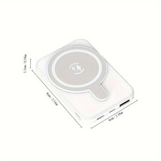 Slim Magnetic Wireless Power Bank in Black, Green, Pink, White or Purple with Included USB-C Cable