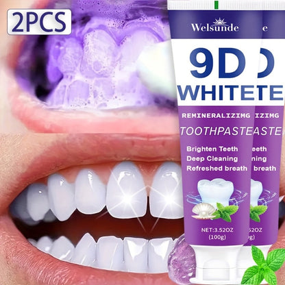 Two-Pack 100g Purple Mint Toothpaste with Hydroxyapatite and Niacinamide Listed on Ingredient Panel