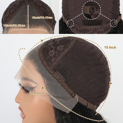 Synthetic Wig 26-Inch Black Kinky-Straight Yaki with HD Lace Front, Glueless Cap and with Item-Specific Color, Length, Texture and Cap