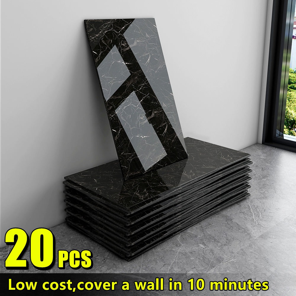 Marble Peel and Stick Wall Panels Self-Adhesive 3D Decorative Tiles – Glossy Marble Sheets, for Entryways, Bedrooms and Living Spaces