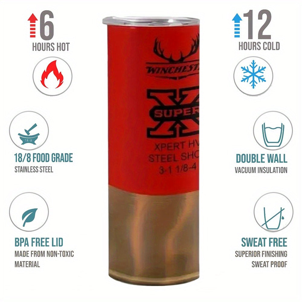 Insulated Tumbler 20oz Antler and Bullet Hunting Graphic with Stainless Steel, Lid and Straw