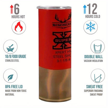Insulated Tumbler 20oz Antler and Bullet Hunting Graphic with Stainless Steel, Lid and Straw
