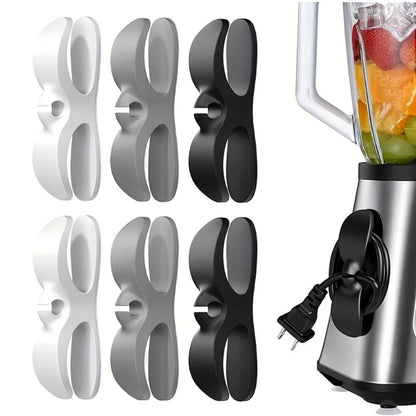 Double-Channel Cable Organizer Clips with Six Black, White and Gray Holders and Six Adhesive Pads