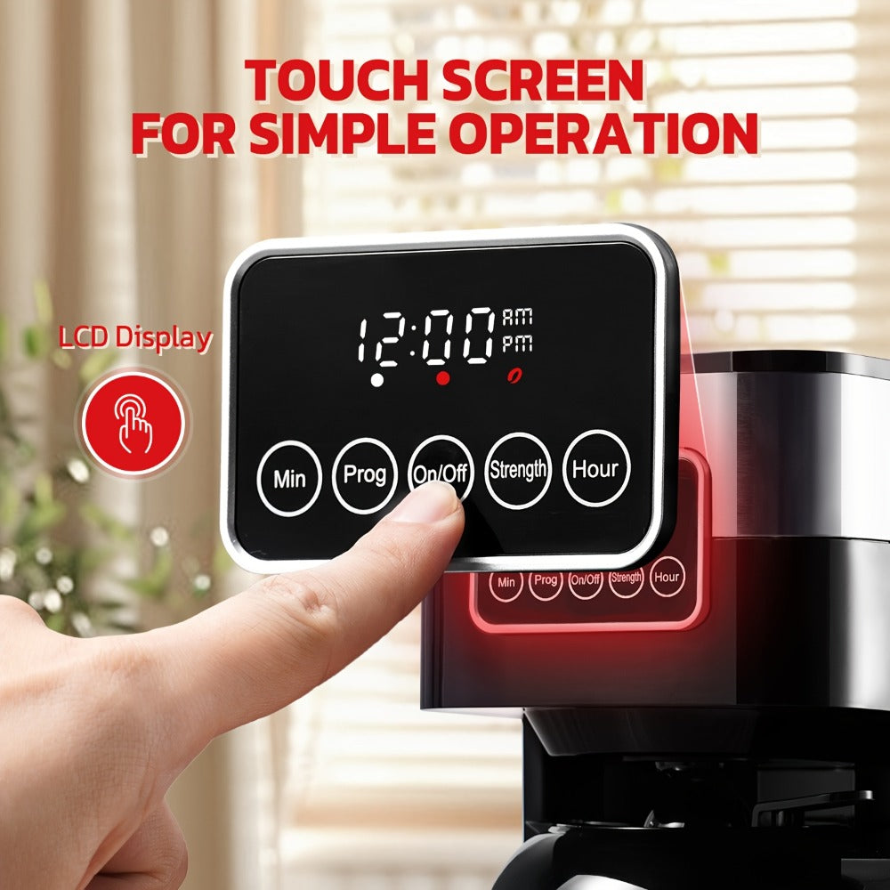 Touch Screen Programmable Drip Coffee Maker, Stainless Steel, Pause & Serve, Customizable Brew Strength
