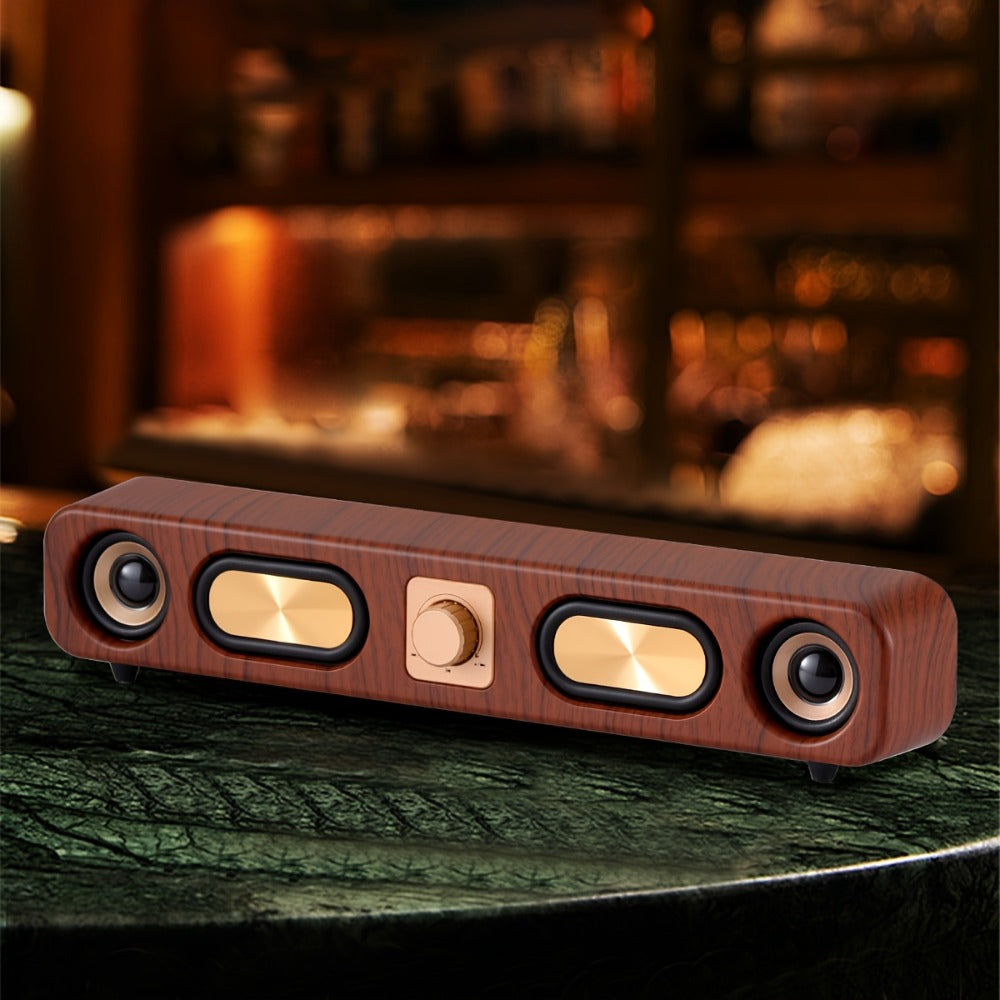 Classic Vintage 10W Bluetooth Desktop Soundbar with Dual 2-Inch Speakers, USB & 3.5mm AUX & TF Card Input