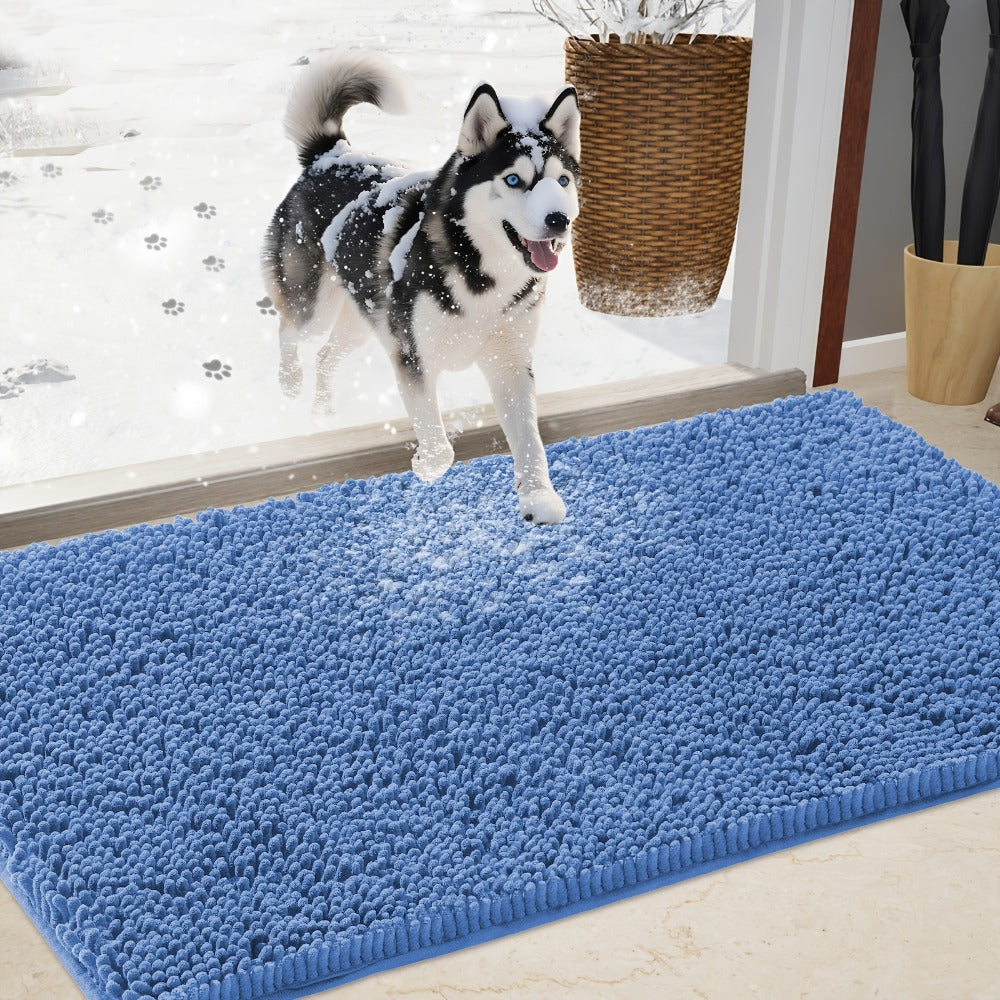 Chenille Doormat Absorbent Non-Slip Washable Indoor Outdoor Mat – Soft Shaggy Entryway Rug for Muddy Paws