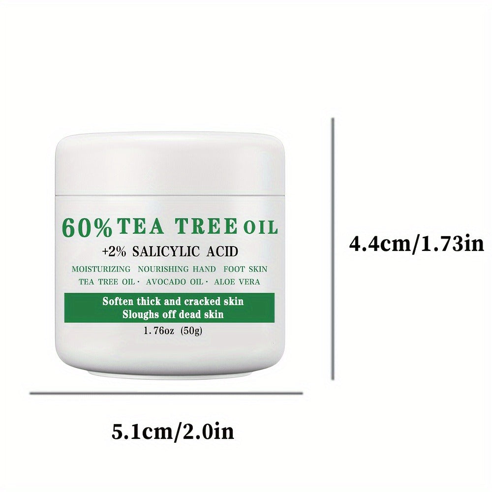 Tea Tree Foot Cream 50g with Salicylic Acid, Aloe Vera and Mint for Dry Heel and Callus Care at Home