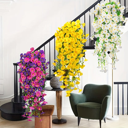 Artificial Flowers Four-Bundle Hanging Morning Glory Set with Flexible Stems in Three Style Options