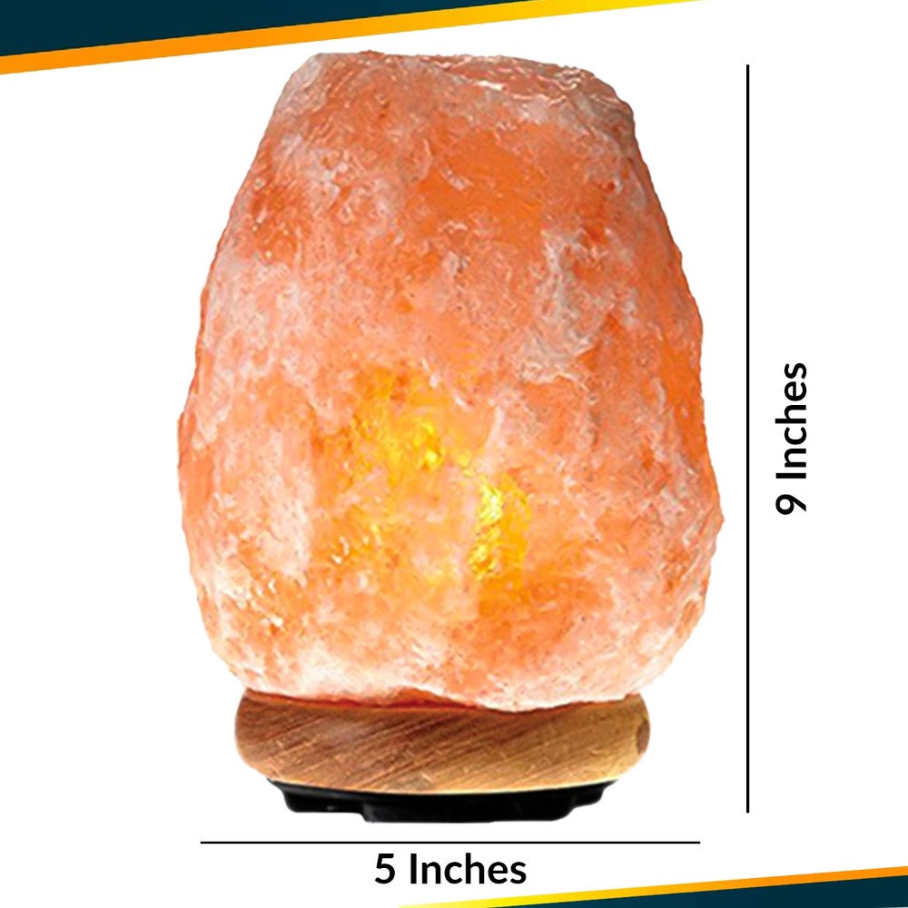 Himalayan Salt Lamp with Dimmer Touch Control, 5-Natural Pink Crystal, Wooden Neem Base, Ambient Amber Glow