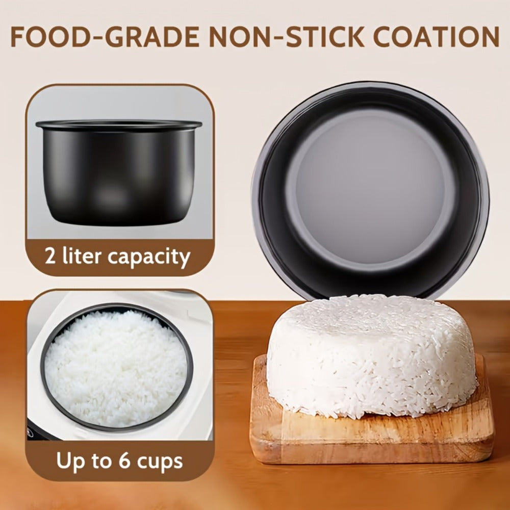 Rice Cooker 2L 4 Cups 10-in-1 Mini Multifunctional Compact Electric Rice Cooker for Rice for Home Cooking, Dining and Outdoor Meals