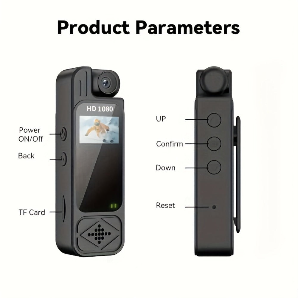 1080P Body Camera 180° Rotating Lens Portable Handheld Camcorder, USB Rechargeable, Compact Video Recorder for Vlogging Travel Meetings