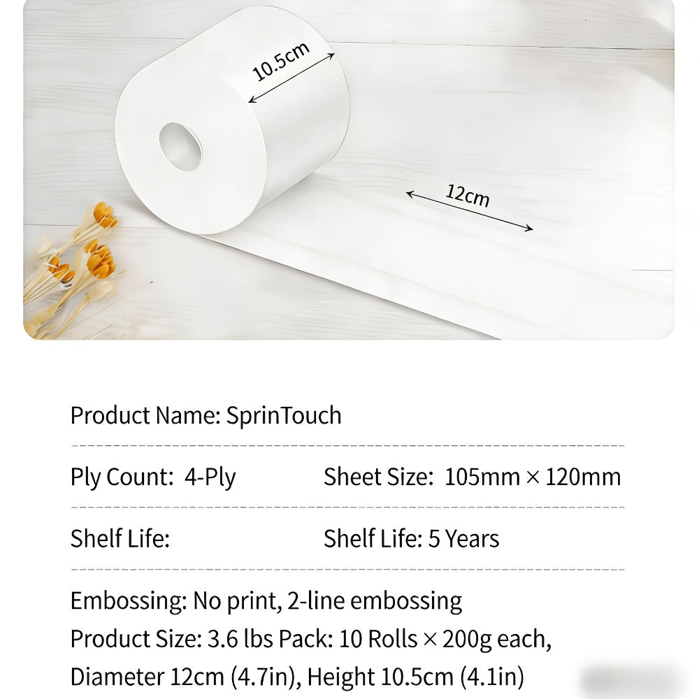 Toilet Paper Bulk 10 Roll 4-Ply Super Soft Thick Undyed Bath Tissue – Strong & Durable No Crumble Bathroom Tissue Rolls for Home, Hotel
