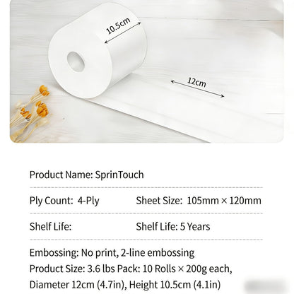 Toilet Paper Bulk 10 Roll 4-Ply Super Soft Thick Undyed Bath Tissue – Strong & Durable No Crumble Bathroom Tissue Rolls for Home, Hotel