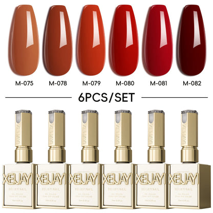 Gel Nail Polish 6-Piece 15ml Rainbow-Candy Frame-Bottle Sets in 7 Numbered Color Palettes for Nail Art