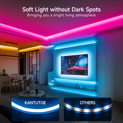 LED Neon Rope Light, RGB Color Changing Light Strip, App & Remote Control, Music Sync, Silicone Neon Light for Bedroom