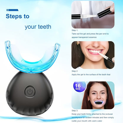 Black or White LED Teeth Whitening Mouthpiece Kit with Four Gel Pens, Shade Guide and 16-Minute Timer