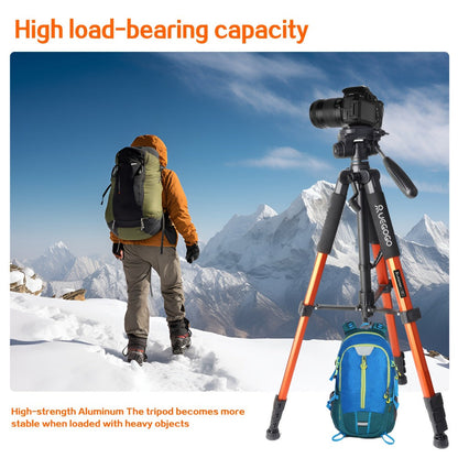 74-Inch Camera Tripod in Red and Black with Pan-and-Tilt Head, Phone Holder, Quick-Release Plate and Carry Bag