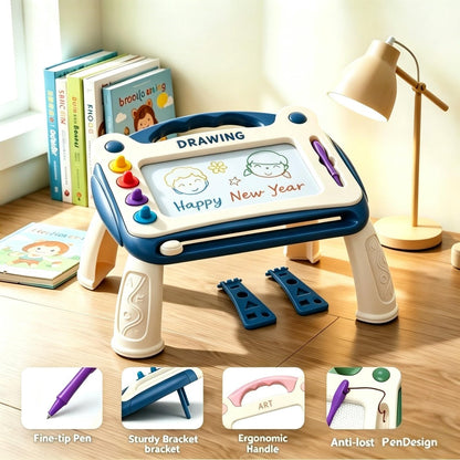 Kids Magnetic Drawing Board 3-in-1 Doodle Kit – Reusable Erasable Toddler Art Toy with Stamps, Pen & Stand | STEM Learning Gift for Boys