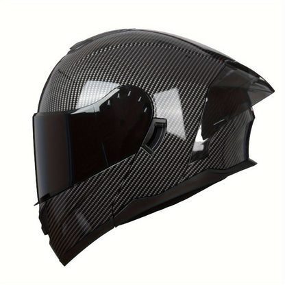Carbon Fiber Pattern Motorcycle Helmet – Modular Flip-Up Full Face Helmet, Lightweight Motorbike Helmet for Men & Women