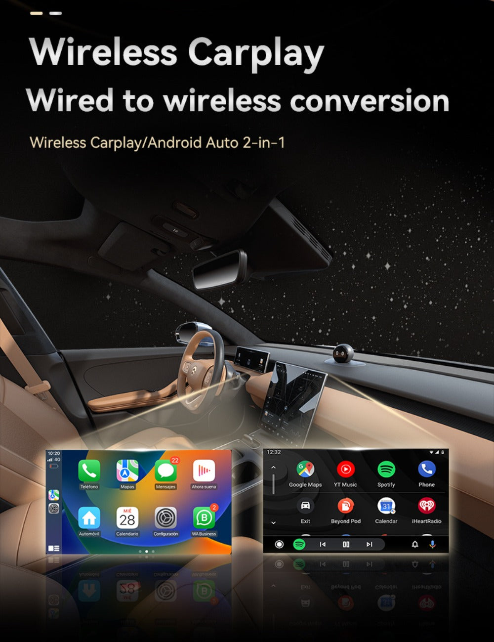 Compact USB Adapter for Factory Wired CarPlay or Android Auto Systems with Orange or Black Checkout Options