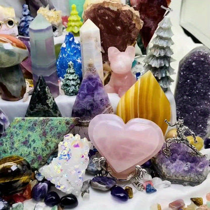Crystal Gemstone Box Set, Bohemian Natural Raw Healing Stones Assorted Shapes Colorful Lucky Crystals Gift Set for Women