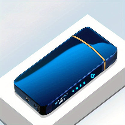 Flip-Top Dual-Arc Electric Lighter with Power Display in 12 Black or Blue Artwork Options Pictured