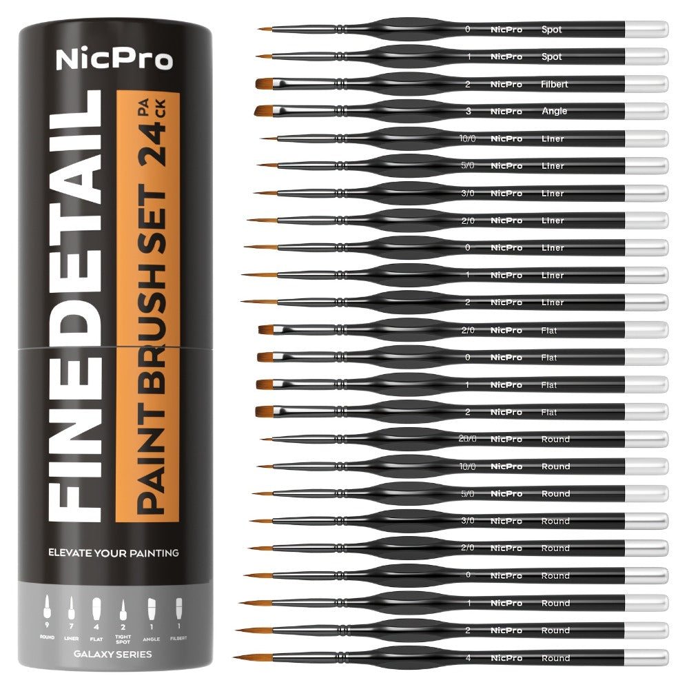 Miniature Paint Brush Set 16 & 24 Pcs, Professional Fine Detail Painting Kit with Brush Holder & Carry Bag