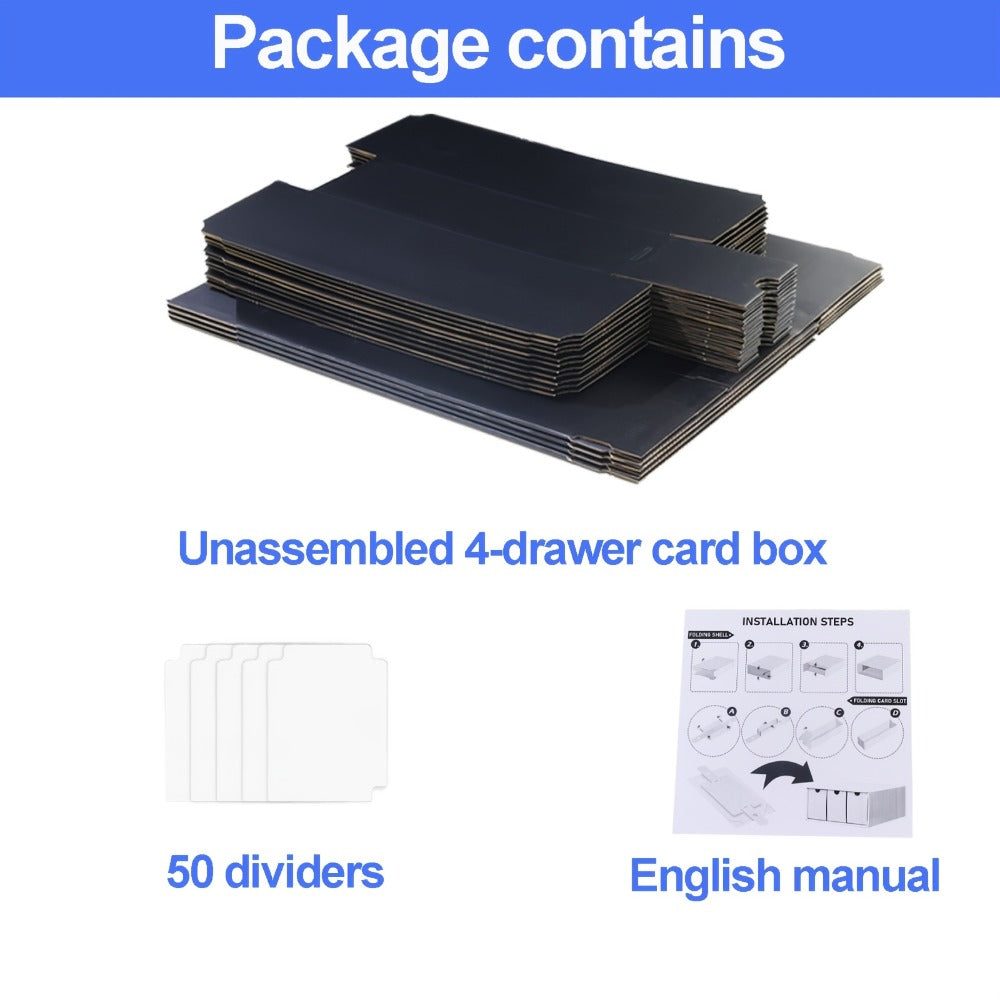 Trading Card Storage Box 12 Drawer with 50 Dividers – Large Cardboard Card Organizer for Sports Cards Baseball Pokemon TCG Playing Cards
