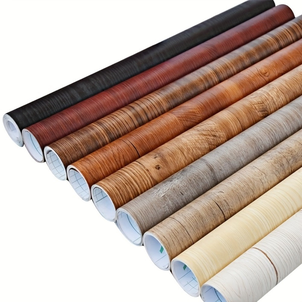 Wood Grain Floor Sticker Roll Peel & Stick Self-Adhesive Thickened Vinyl, Vintage DIY Flooring for Walls