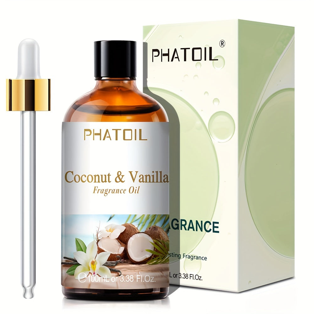 Fragrance Oil for Diffuser - PHATOIL 100ml Coconut & Vanilla Scented Oil for Humidifier, Candle Making