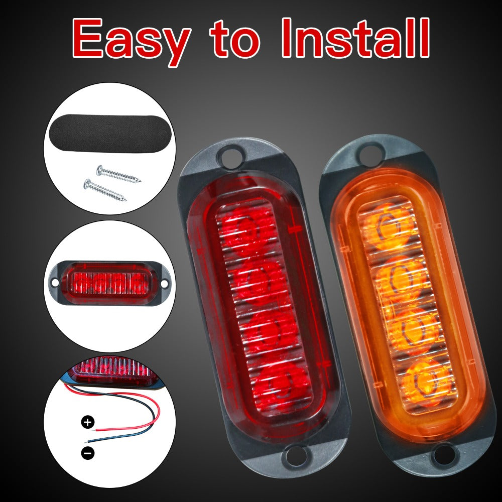 LED Side Marker Indicator Lamps 10pcs, 12V-24V 10-LED ABS Clearance Lights for Car Truck Trailer, Plug-and-Play Side Indicator Light Kit