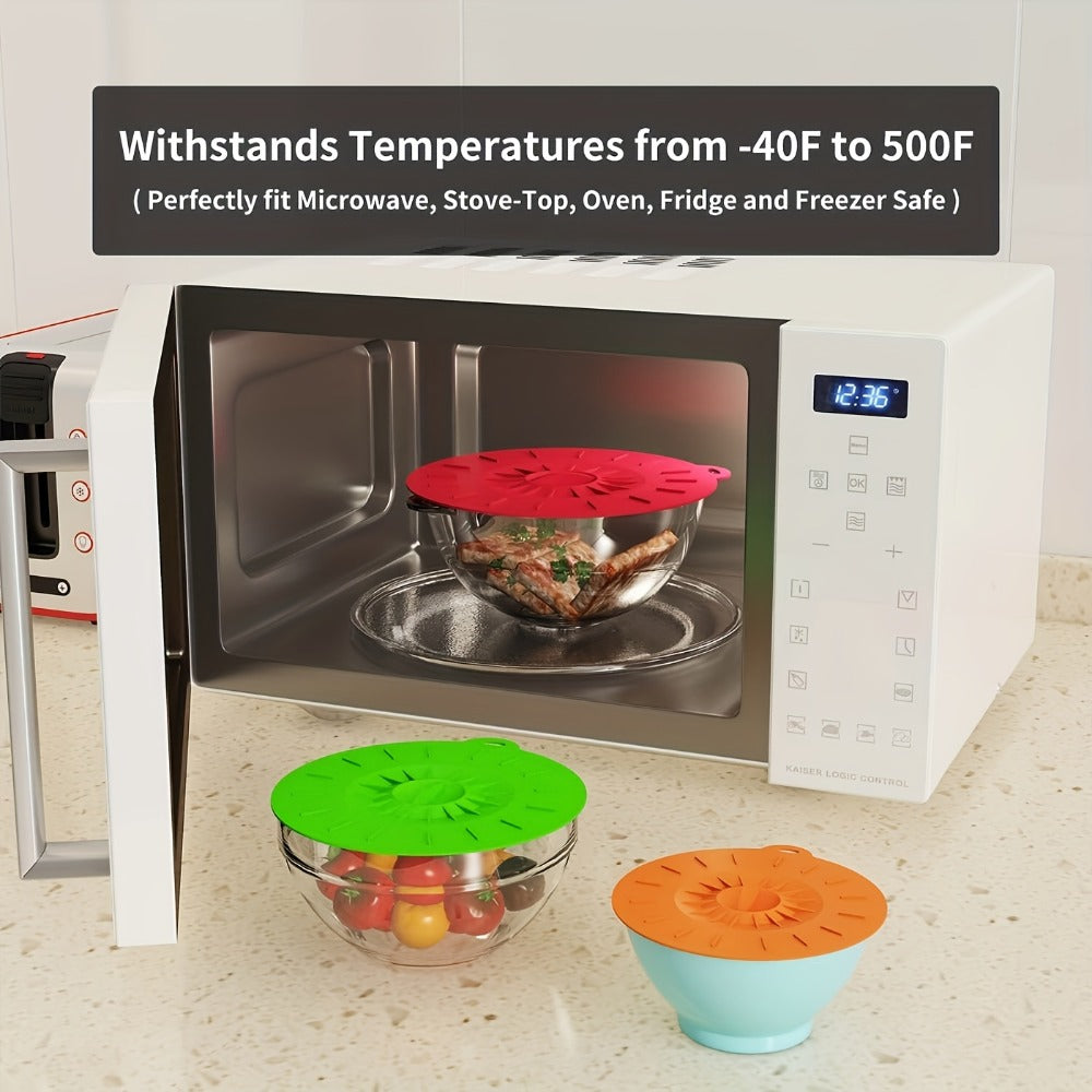Silicone Food Lids 7 Pack 5 Sizes Reusable Stretch Lids for Bowls Cups Pots Pans – BPA Free Microwave Splatter Cover Airtight Leakproof Food