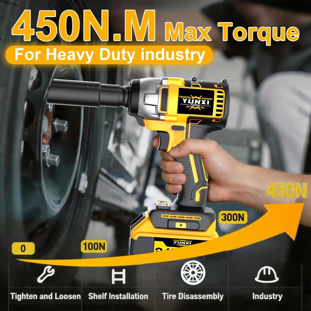 Cordless Impact Wrench 21V Brushless Electric Drill Set with 4000mAh Battery, Toolbox & Full Accessories