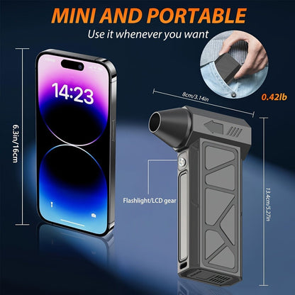 Handheld Electric Air Blower & Dust Collector with Digital Display - Wireless High-Speed Turbine Fan