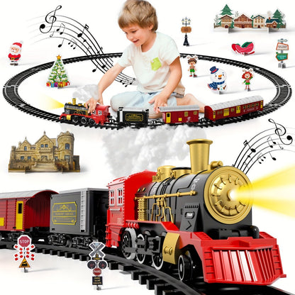 Electric Train Set for Kids with Steam Locomotive Engine Lights & Sound with the Listed Color, Size or Set Options for Everyday Use