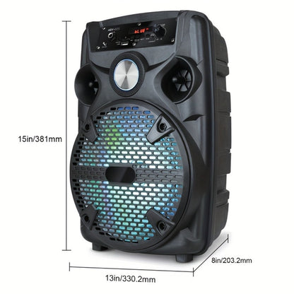 1100W Party Speaker with 7-Mode LED Lighting & Microphone, Portable Wireless Subwoofer, 8-Inch Bass Driver
