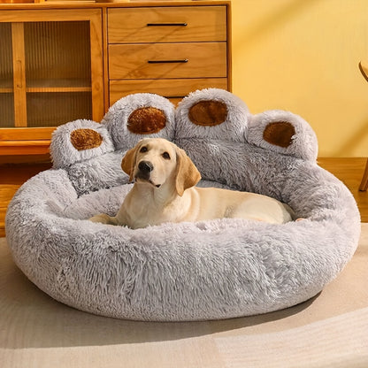 Dog Bed Cat Bed Bear Paw Round Plush Non-Slip – Soft Warm Cuddler Pet Mattress for Puppy, Small, Medium & Large Dogs and Cats