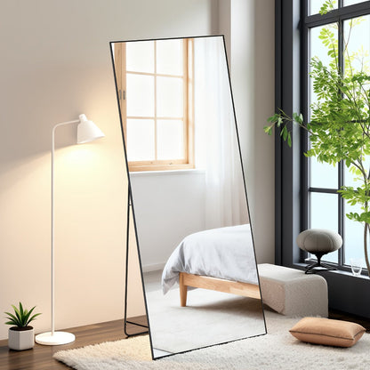 Full Length Mirror Floor Standing, Arched & Rect Body Mirror with Stand, Hanging or Leaning Wall Mirror, Aluminum Alloy Thin Frame