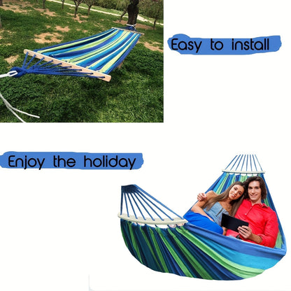 Woven Nylon-Style Hammock, 110 x 59 Inches with Two 118-Inch Ropes, Two D-Shaped Connectors and Carry Bag