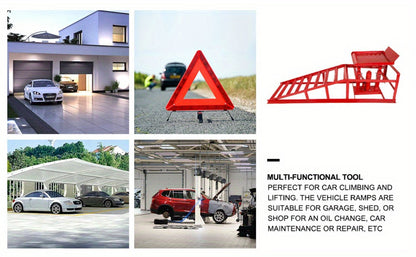 Hydraulic Vehicle Ramps 11, 000 lb 5T Low Profile Heavy Duty Lift Service Ramps for Truck Trailer Garage – Adjustable Height