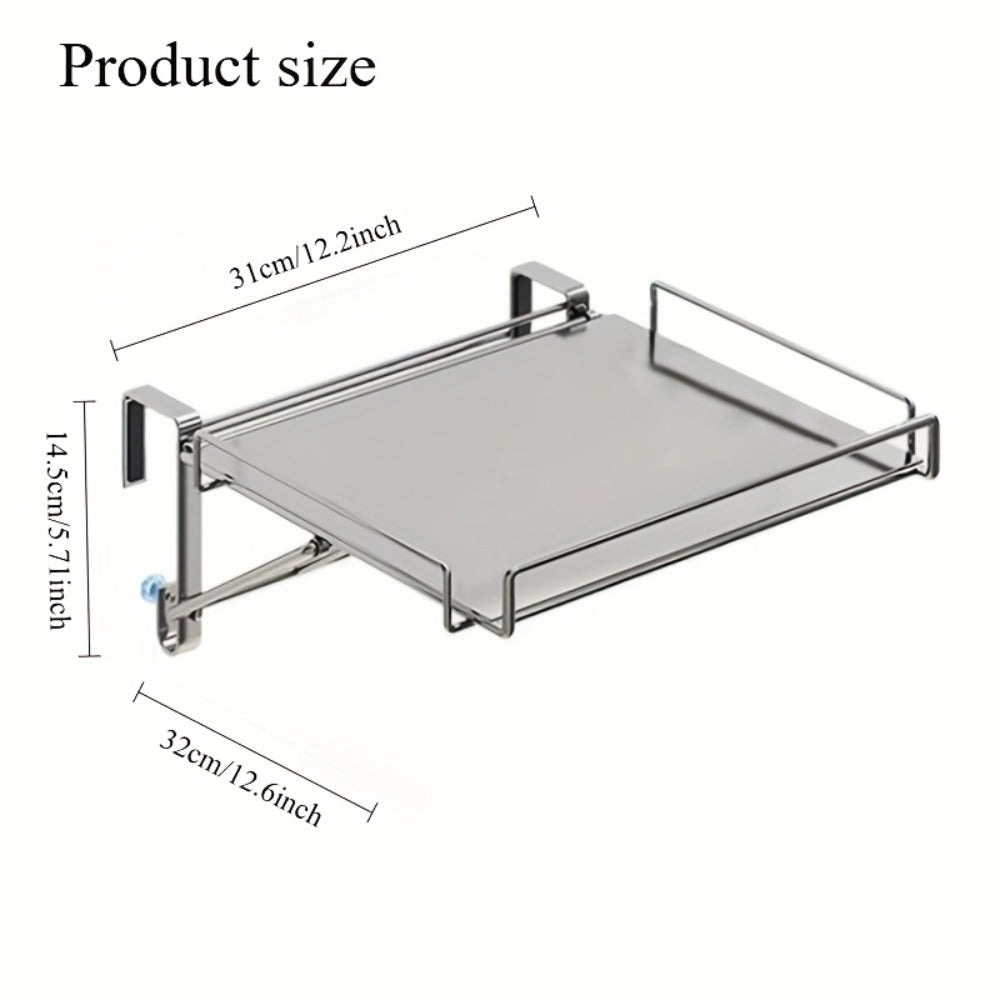 Foldable Stainless Steel Kitchen Storage Rack, Cabinet Door Organizer & Countertop Shelf for Kitchen