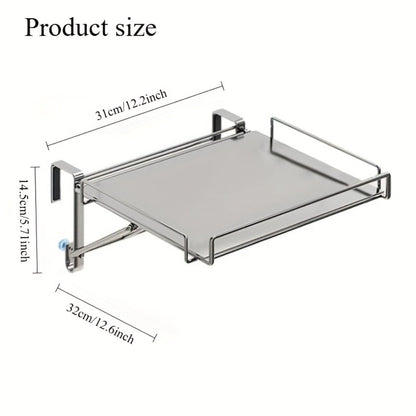 Foldable Stainless Steel Kitchen Storage Rack, Cabinet Door Organizer & Countertop Shelf for Kitchen