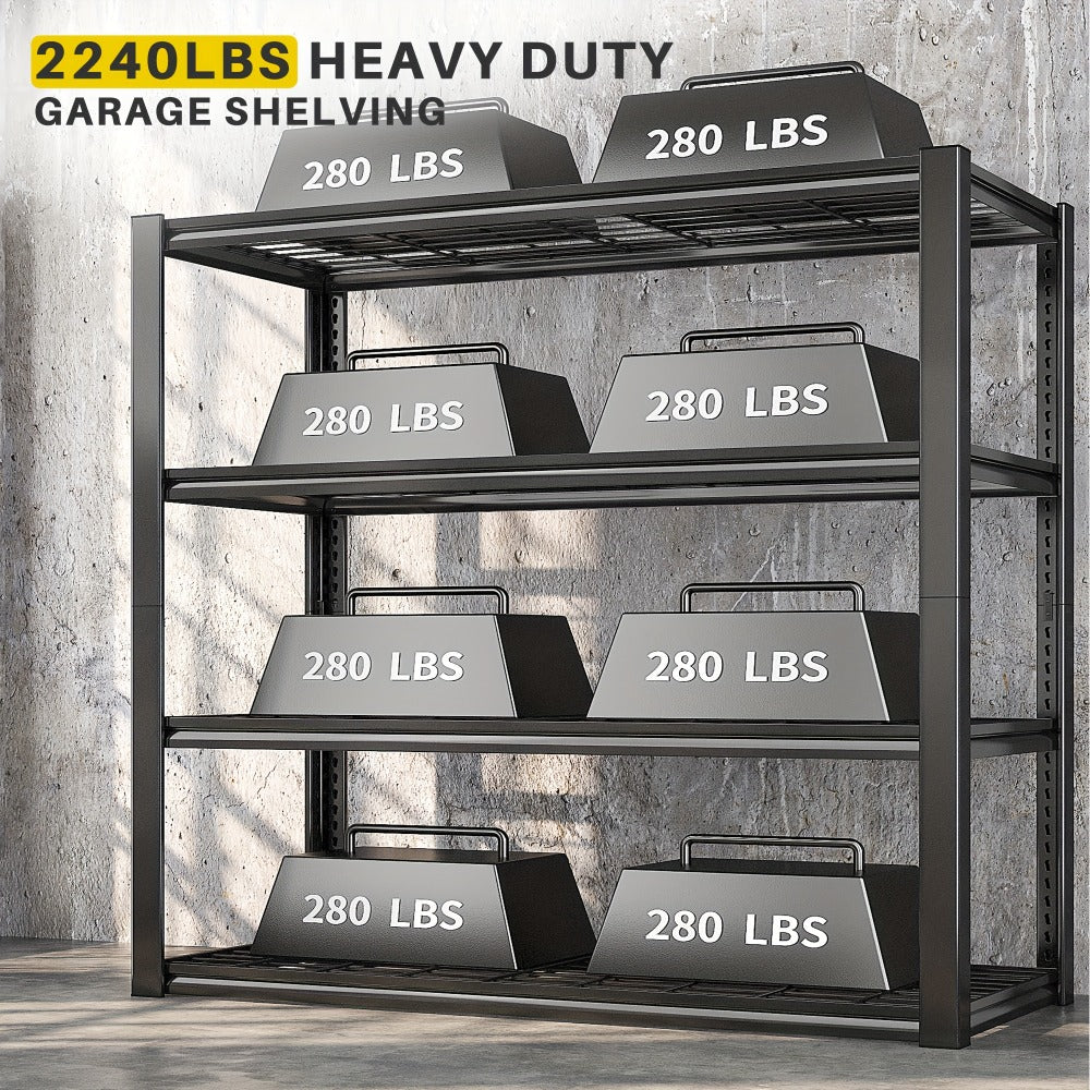 5 Tier Metal Shelving Unit Adjustable Up to for Garage Workshop Commercial Storage Rack No Bolt Easy Assembly Black