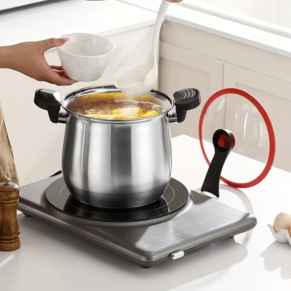 Stainless Steel Quick Cooking Pot with Lid Large, Food-Grade Non-Stick Scratch-Resistant Saucepan