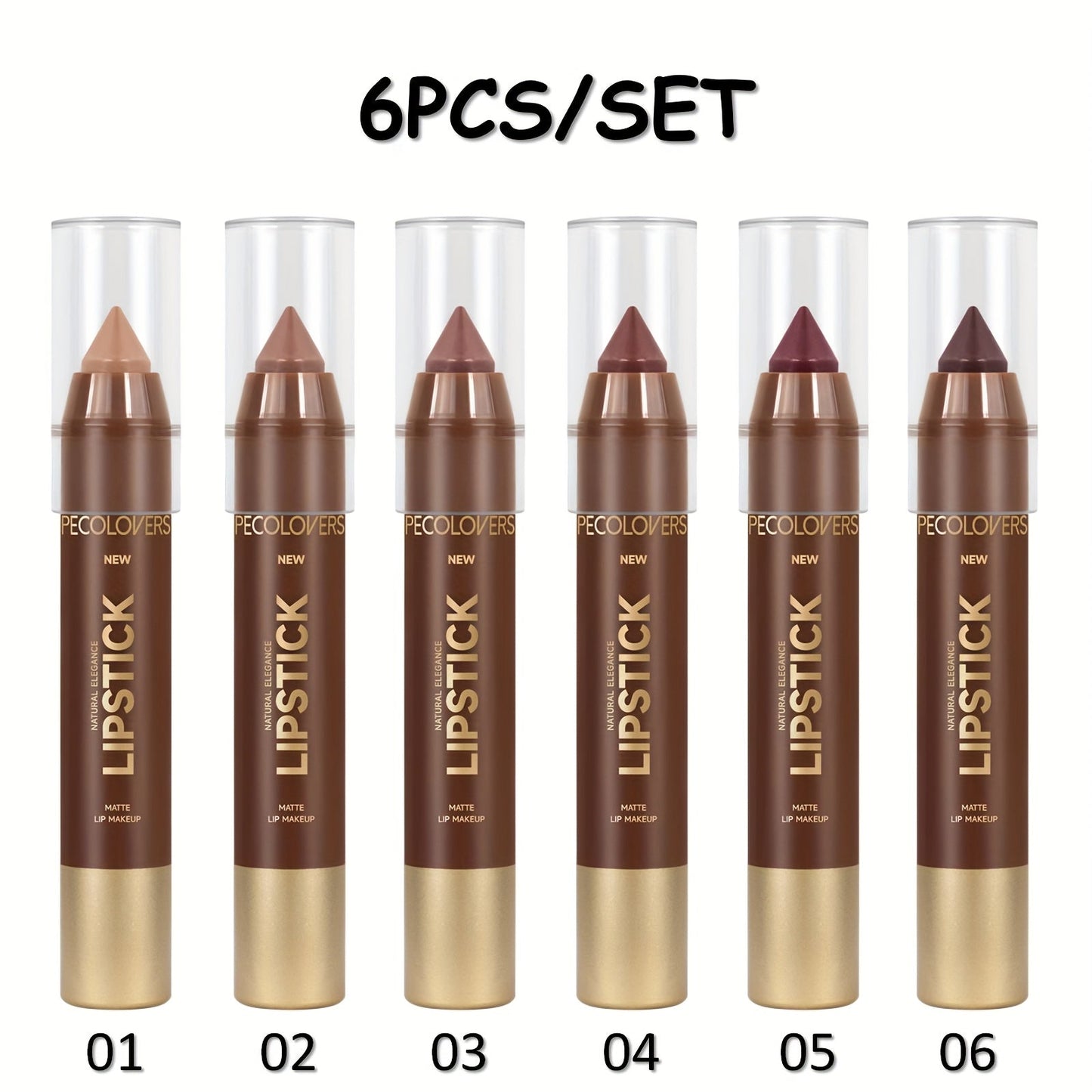 Non-Smearing Contour Lip Liner Set 6 Pcs, Smooth Paste Matte Formula Precise Definition, for Makeup, Travel and Everyday Vanity Use