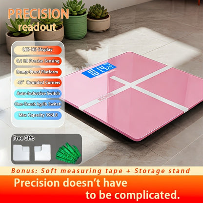 Digital Bathroom Scale with LCD Temperature Display – 396 lb High-Precision Weight Scale, KG/Pounds Switchable, Wide Non-Slip Platform